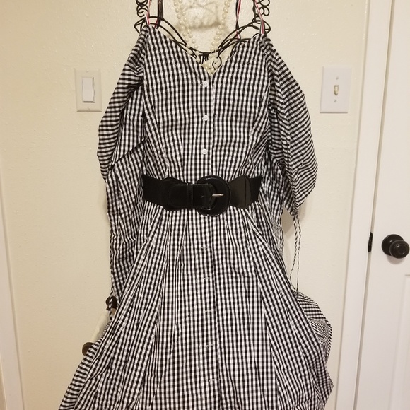Black/White Gingham Hi Low Dress - Picture 7 of 7